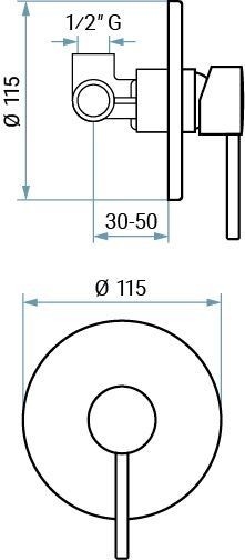 Emmevi Piper, однорычажный встраиваемый смеситель для душа, цвет золото 45009/OR