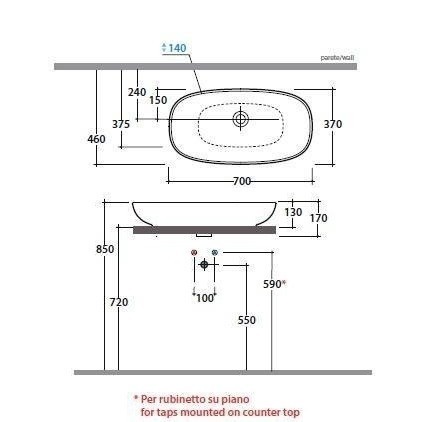 Раковина GLOBO STOCKHOLM на столешницу без отверстий цвет белый LA071BI
