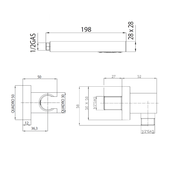 Душевой гарнитур BOSSINI CUBE C50001C.030 цвет хром