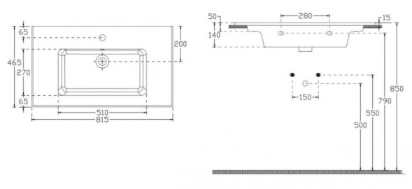Раковина ISVEA SistemaT накладная ШГВ 810*465*140 отверстия для смесителя 1 цвет слоновая кость матовый 10SL51081-2K