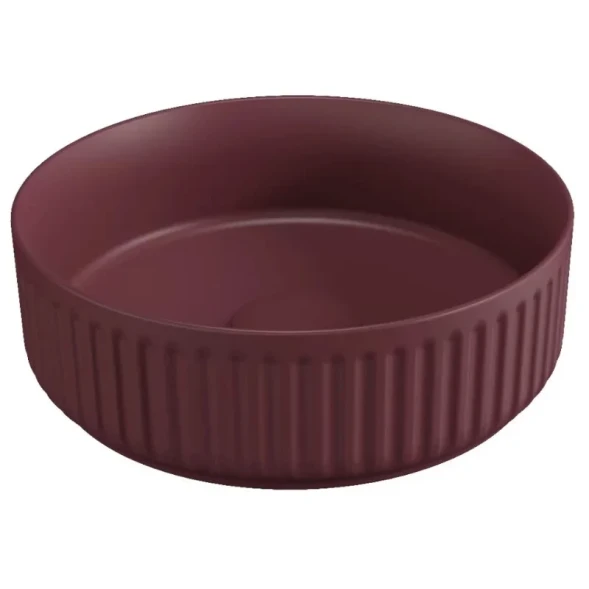 Раковина накладная ISVEA Infinity Ion круглая 36см, без отв. под смеситель цвет бордовый матовый 10NF66036-2R