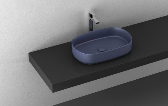 Раковина ISVEA Infinity накладная ШГВ 550*360*120 отверстия для смесителя отсутствуют цвет синий матовый 10NF65055-2Z