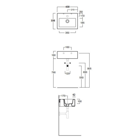 Раковина SIMAS FROZEN подвесная с одним отверстием в центре цвет белый FZ14.1