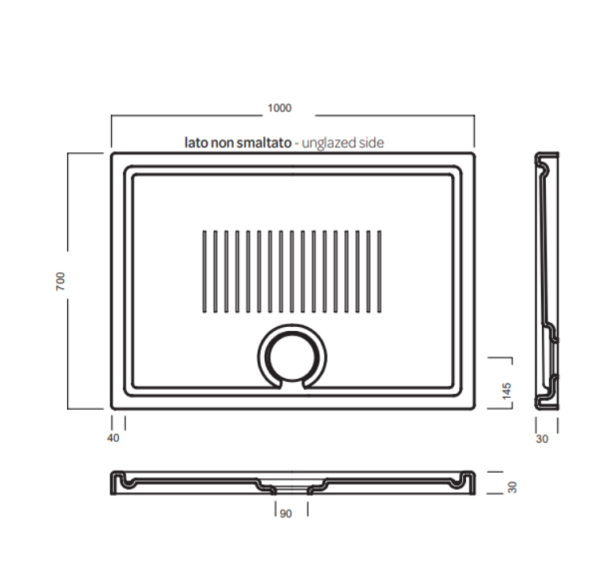 Поддон HATRIA LIF H3 SBY1W001 напольный или встраиваемый в пол 100х70х3 см цвет белый