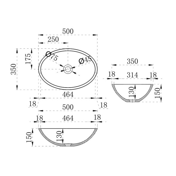 Vincea Раковина прозрачная  VBS-6T11B, 500*350*150, накладная, цвет черный