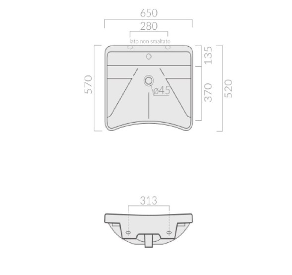 Раковина GALASSIA LEO NE 4018 для людей с инвалидностью