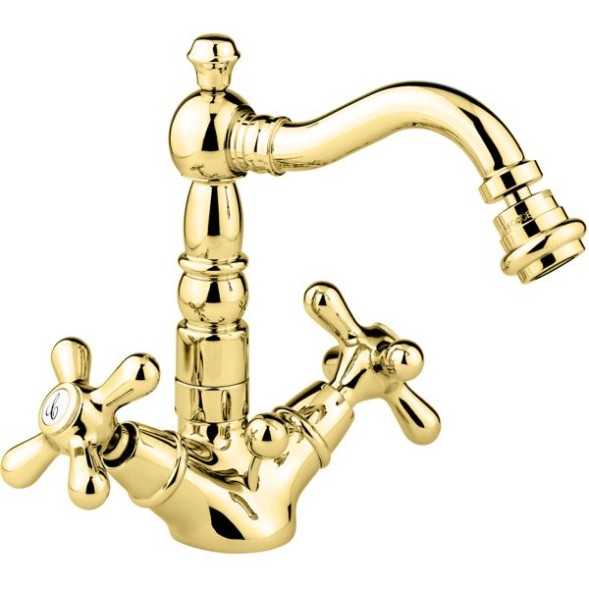 Emmevi Deco Old, двухвентильный смеситель для биде с донным клапаном, цвет золото 12614/OR