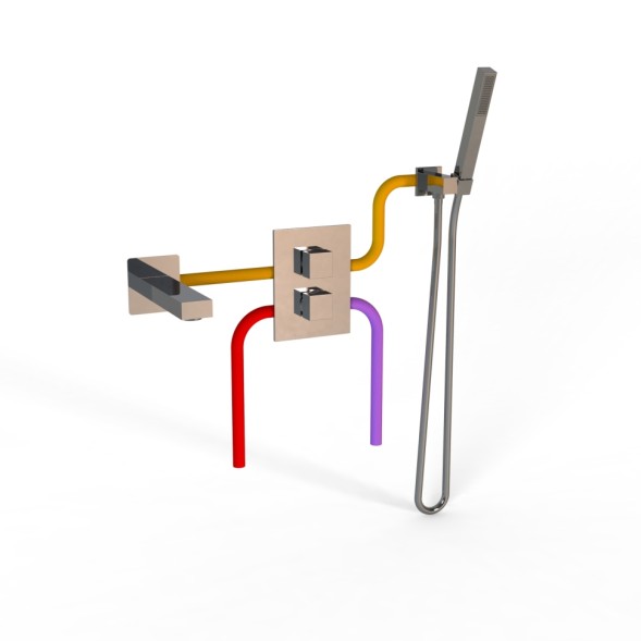 Paini 21CRSET26911THBATH Комплект для ванны Грация на 2 потребителя, с лейкой для душа, встраиваемый, хром