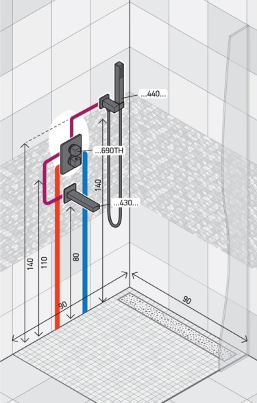 Paini 21CRSET26911THBATH Комплект для ванны Грация на 2 потребителя, с лейкой для душа, встраиваемый, хром