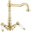 Emmevi Deco Ceramic, двухрычажный смеситель для раковины (излив 19 см), с донным клапаном, цвет золото 121613/OR