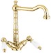 Emmevi Deco Ceramic, двухрычажный смеситель для раковины (излив 19 см), с донным клапаном, цвет золото 121613/OR