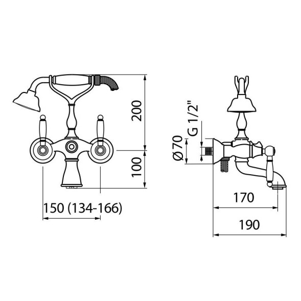 Смеситель для ванны Webert Dorian DO720201015, хром