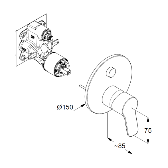 Смеситель KLUDI PURE&amp;EASY 377590565 для ванны и душа встраиваемый внешняя часть с автоматическим переключателем воды PUSH&amp;SWITCH