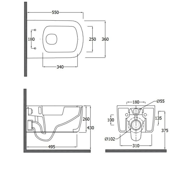 Унитаз KLUDI RESA S 27WCSET43 подвесной безободковый с сиденьем крышкой с плавным опусканием