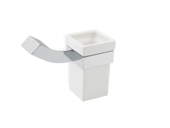 Stil Haus Fluid, настенный керамический стакан, цвет хром - белая керамика