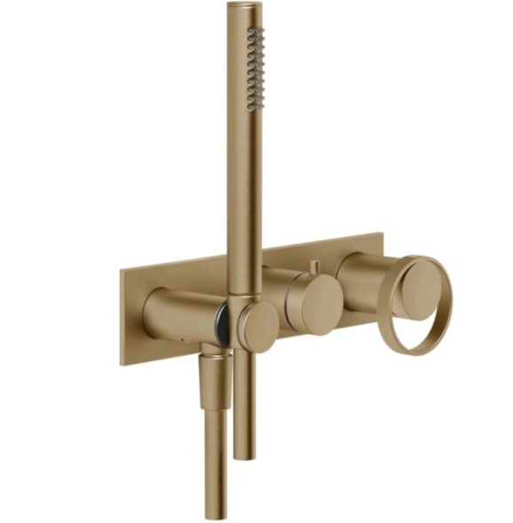 Gessi Смеситель для душа, Anello, на 2 потребителя, цвет брашированная теплая бронза  63343#726