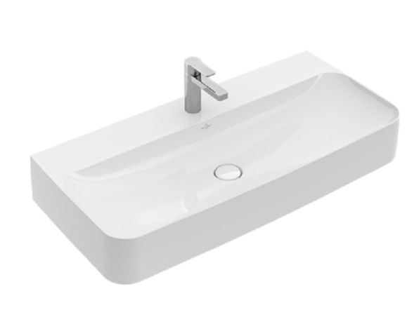 Villeroy&amp;Boch Раковина, Finion, шгв 1000*470*105, отверстия для смесителя-1 сквозное, 2 промаркированных, CeramicPlus, цвет-камень белый 41681BRW