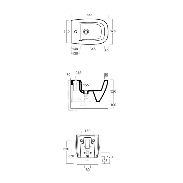 Биде SIMAS JUNIPER подвесное с одним отверстием цвет черный матовый JU19/F85.NM