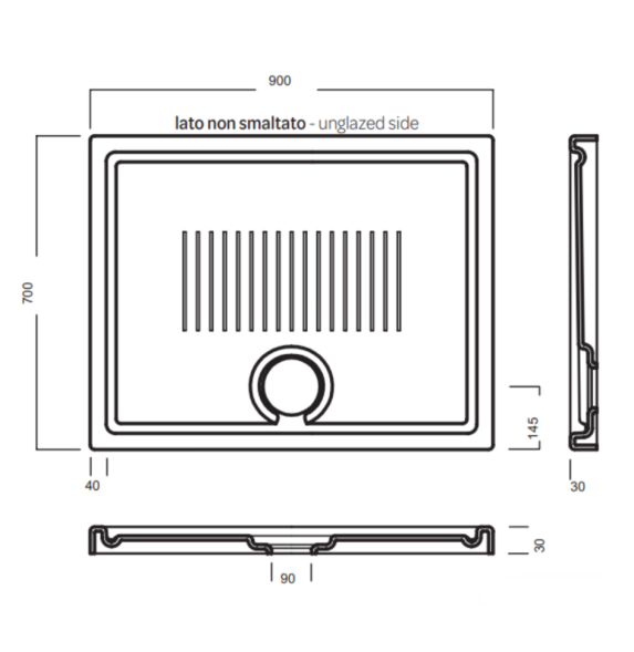 Поддон HATRIA LIF H3 SBY1W101 напольный или встраиваемый в пол 90х70х3 см цвет белый