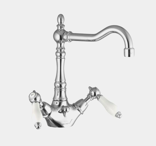 Смеситель для раковины, Fima Carlo Frattini, Herend, цвет-хром/белый F5411CR