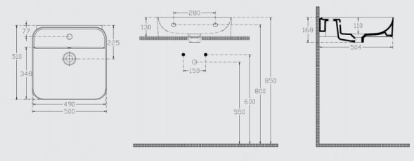 Раковина ISVEA SistemaU 50 см накладная цвет белый 10PL53050