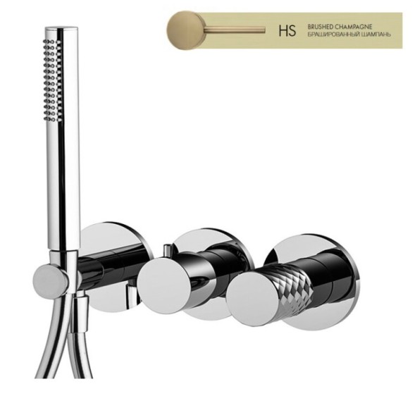 Смеситель для душа, Fima Carlo Frattini, Spillo Tech, на 2 потребителя, цвет-шампань брашированная F3049TWX3GHS