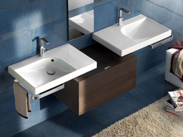 Раковина HATRIA GRANDANGOLO Y0XK01 подвесная или на тумбу без отверстия с переливом цвет белый