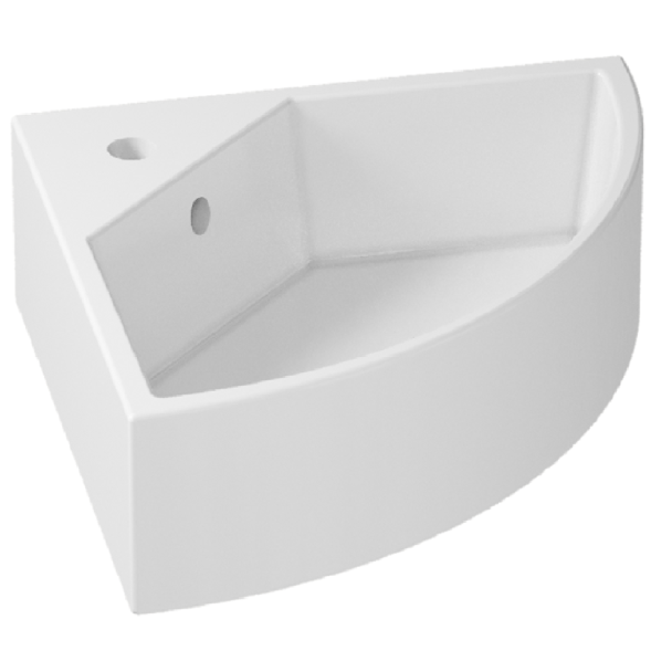 Раковина GALASSIA M2 5202 подвесная или угловая с одним отверстием с переливом цвет белый глянцевый