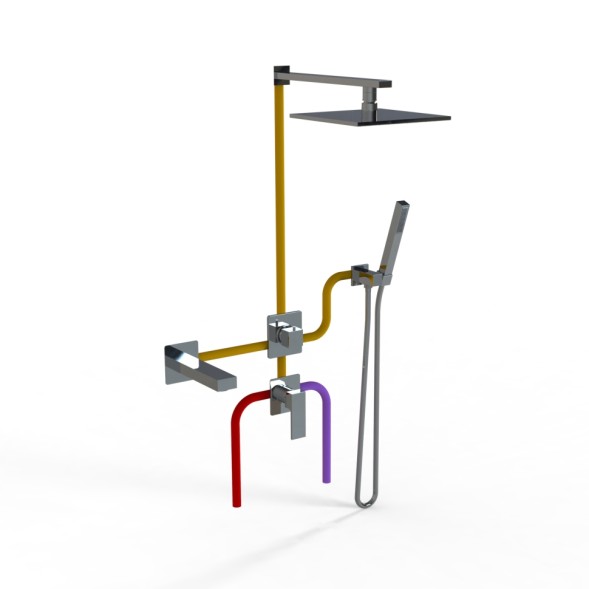 Paini 21CRSET36911SHBATH Комплект для ванны/душа Грация на 3 потребителя, встраиваемый, хром