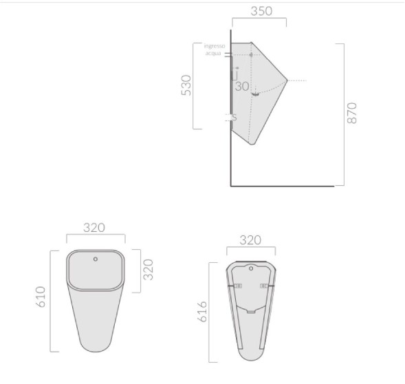 Писсуар GALASSIA Meg11 5408 подвесной с крепежом цвет белый глянцевый