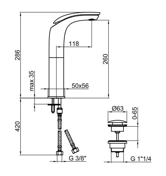 Смеситель для раковины Webert Aria AI830402560. черный