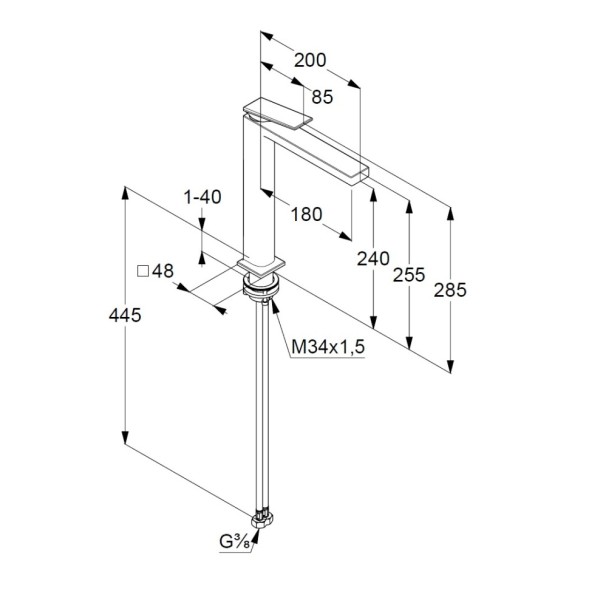Смеситель KLUDI DECUS 54298N575 для раковины на одно отверстие высокий
