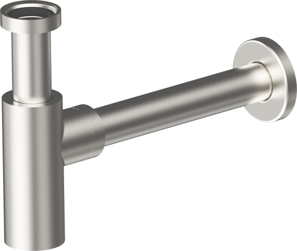 AQG, круглый сифон MINIMALISTA 1”1/4 из латуни, цвет никель сатин (PVD)