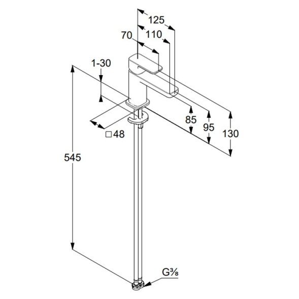 Смеситель KLUDI RENON 422900575 для раковины на одно отверстие однорычажный без донного клапана