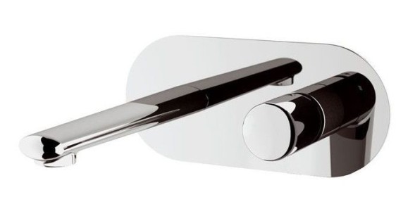 Daniel Fusion, встраиваемый в стену однорычажный смеситель для раковины на панели (излив 16,4 см), без донного клапана, цвет глянцевый черный хром