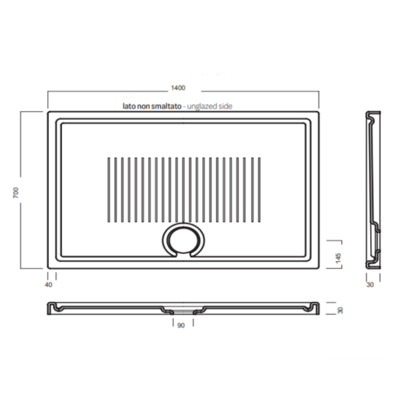 Поддон HATRIA LIF H3 SBY1ZW01 напольный или встраиваемый в пол 140х70х3 см цвет белый