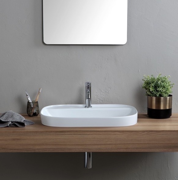 Раковина Scarabeo GLAM полувстраиваемая без перелива с одним отверстием цвет белый 1810