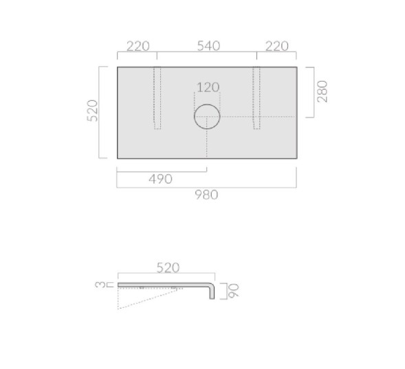Столешница GALASSIA Dream 7322 подвесная с крепежом цвет черный