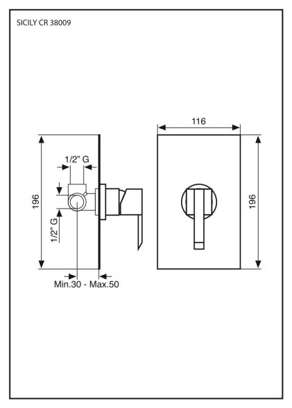 Emmevi Sicily, однорычажный встраиваемый смеситель для душа, цвет хром 38009/CR