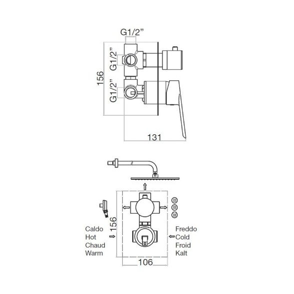 Смеситель для душа встраиваемый Webert Sax Evolution SE880601740, белый