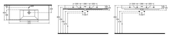 Раковина ISVEA SistemaV накладная ШГВ 1210*455*145 отверстия для смесителя 1 цвет белый 1050120