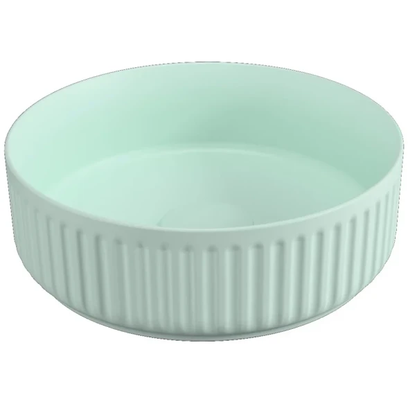Раковина накладная ISVEA Infinity Ion круглая 36см, без отв. под смеситель цвет мятно-зеленый матовый 10NF66036-2T