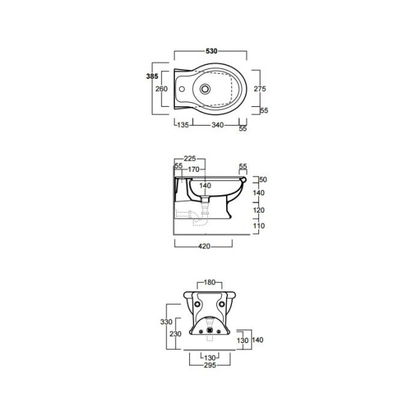 Биде SIMAS LANTE подвесное с одним отверстием цвет черный LA19.NE