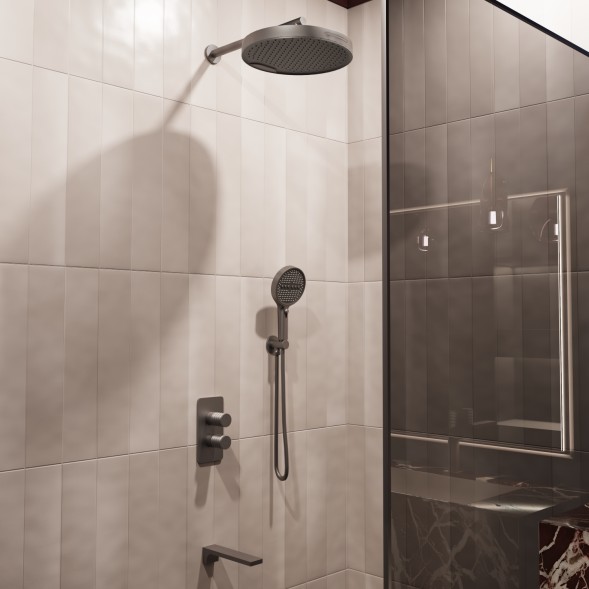 Vincea Душевой комплект Домус (Domus) VSFW-5DM1GM встраиваемый, 3 режима, вороненая сталь
