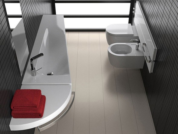 Раковина HATRIA GRANDANGOLO Y0XT01 подвесная или на тумбу с одним отверстием с переливом цвет белый