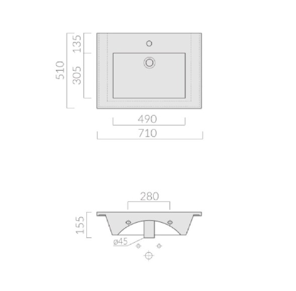 Раковина GALASSIA PLUS DESIGN 2030 подвесная или встраиваемая сверху с одним отверстием с переливом цвет белый глянцевый
