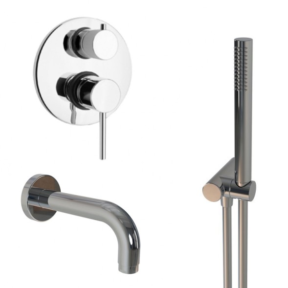 Paini 78CRSET26911BATH Комплект для ванны Кокс на 2 потребителя, с лейкой для душа, встраиваемый, хром