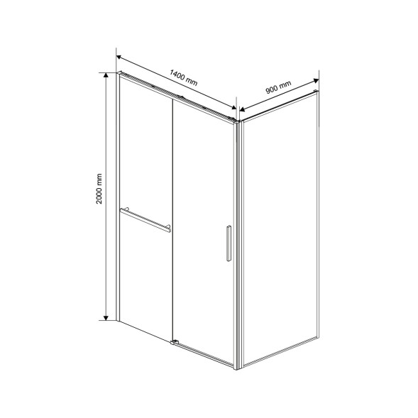 Vincea Душевой уголок Слим Софт (Slim Soft) VSR-1SS9014CLGM, 1400*900, вороненая сталь, стекло прозрачное