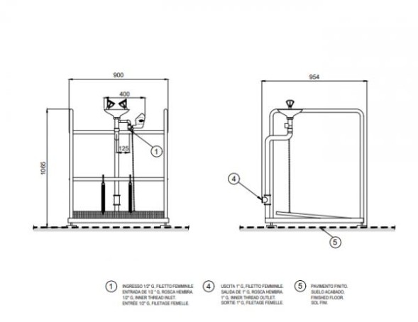 NOFER Аварийная платформа с фонтаном нерж. сталь/полипропилен BOCCHISF SCP380 зеленый