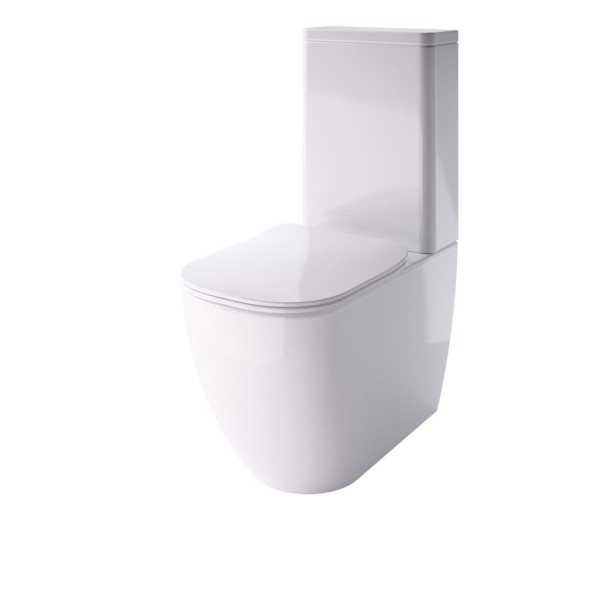 Hidra Faster, безободковый унитаз моноблок с бачком и крепежом, 68x38 см, антибактериальное покрытие, цвет белый глянцевый